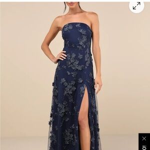 Lulu's Midnight Blue Strapless Dress
